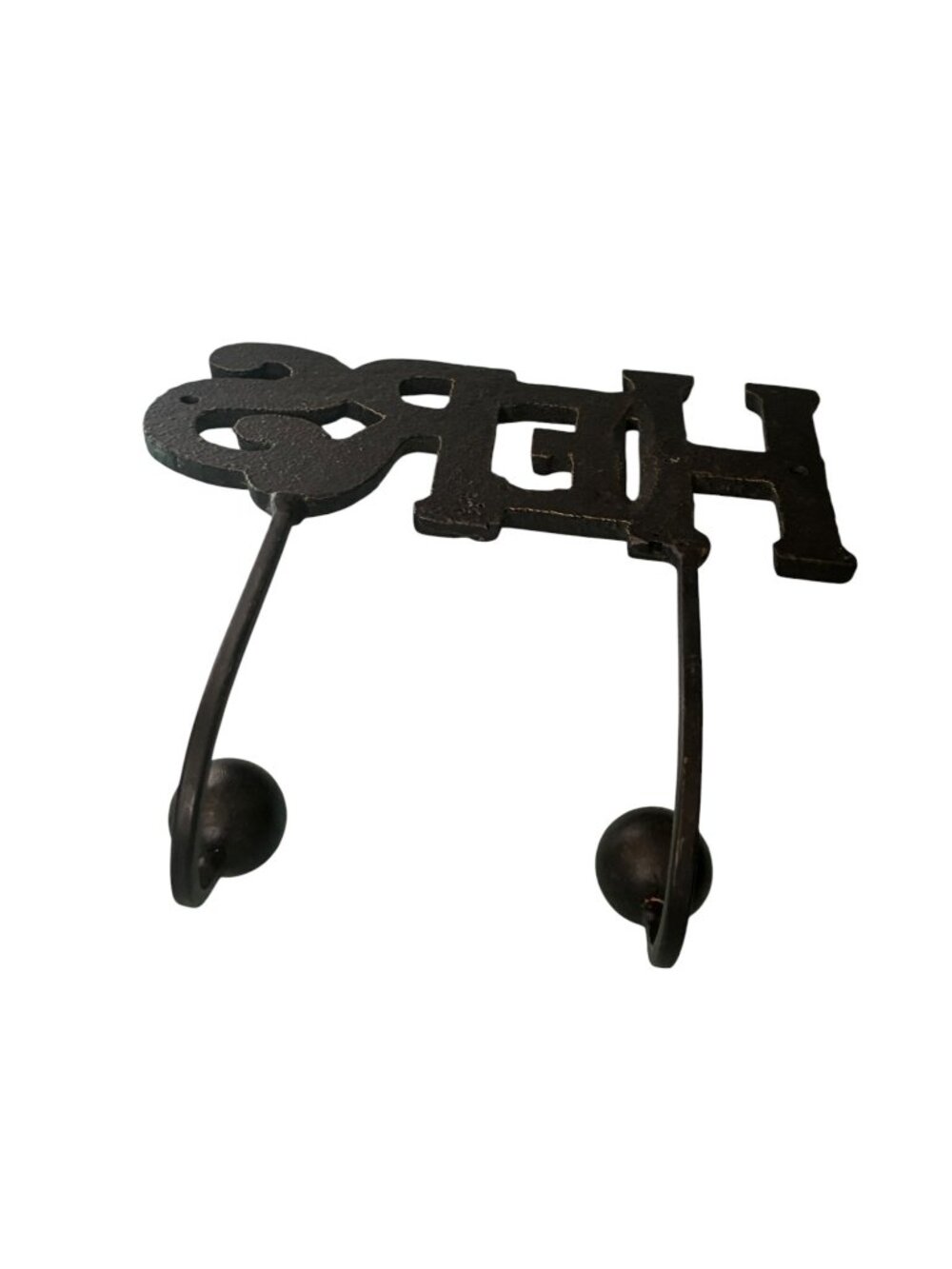 VINTAGE His & Hers Cast Iron Wall Hooks Black Double Hooks Bathroom Towel Rustic - Picture 7 of 13